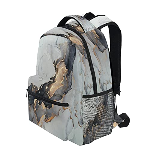 Kcldeci Marble Kids Backpack, Black And Gold Marble Backpacks School Bag Bookbag Book Bag Rucksack Daypack Shoulder Bag For Boys Girls #TOP2