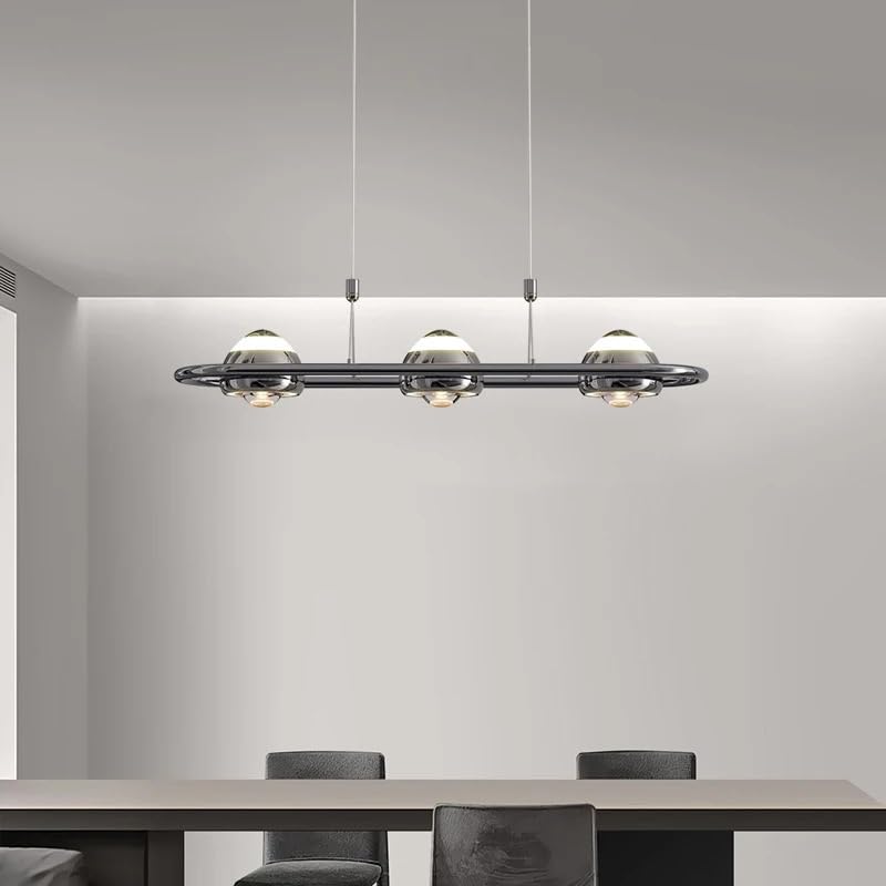 Lustre de salle à manger noir suspension ovale table longue 73cm