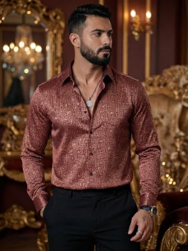 Image of Foomer Green Paisley Printed Opaque Party Shirts