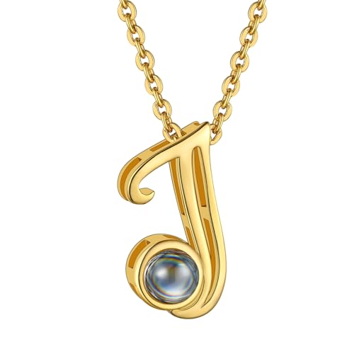 Custom4U Personalized Initial Picture Necklace for Women, Projection Necklace with Picture Inside, Gold/Silver Letter Pendant Necklace, Custom Photo G
