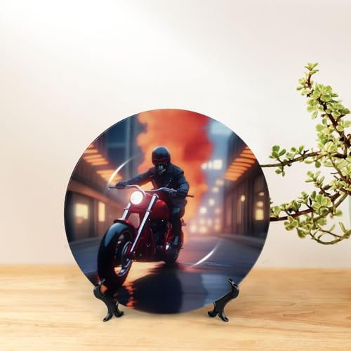 Platos decorativos de esqueleto de motociclista para salones modernos y oficinas 7