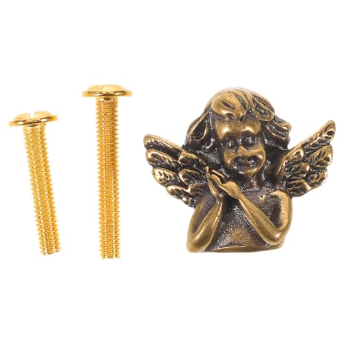 NOLITOY 真鍮製キャビネットノブ 1セット - ユニークな天使の形の金属製キャビネットドアプルハンドル - 真鍮製ドレッサーノブ 手作り引き出し取っ手 ワードローブ クローゼット金具用