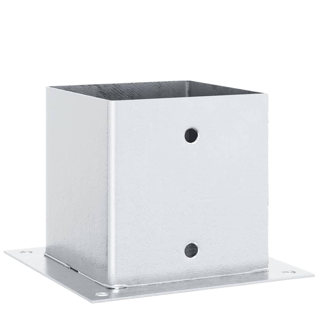 vidaXL Post Bases Square 12 pcs Silver 141x141 mm Galvanised Steel, Concrete Fence Base, Fence Post Base, Metal Post Holder, Deck Post Base