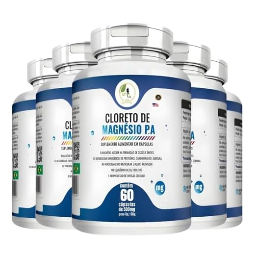 KIT C/5 Un. Suplemento Cloreto De Magnésio P A 60 Cápsulas - Fits Life