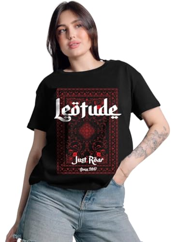 Image of LEOTUDE Women's Oversized Round Neck Half Sleeve Cotton Blend Graphic Printed T-Shirt | Top for Women & Girls (Color: Blue)