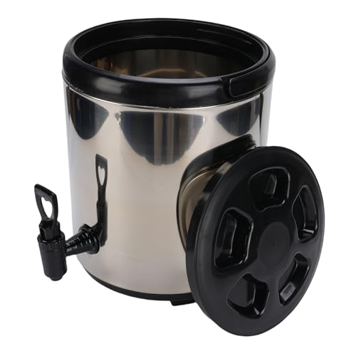 6L Thermal Hot and Cold Beverage Dispenser, Stainless Steel Portable Insulated Drink Dispenser for Milk Tea Juice Soup, Lightweight with Handle (Silver)