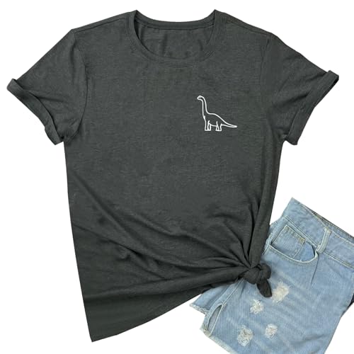 YITAN Women Cute Tops Dinosaur Graphic Tee Shirts
