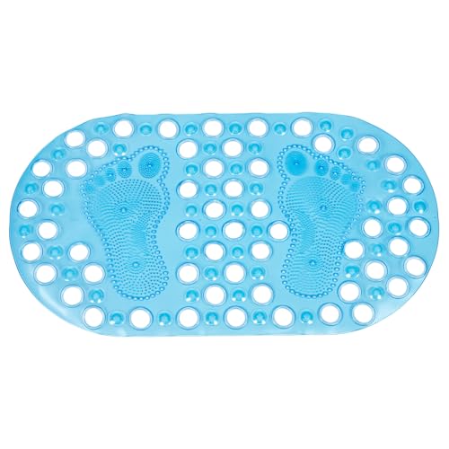 Alfombrilla de baño antideslizante evita caídas en la ducha azul 2