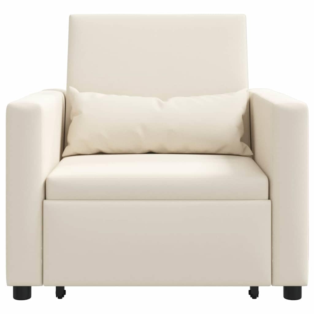 Sillón cama 3 en 1, color blanco crema, 90 x 165 x 87 cm, tapizado en tela, estructura de madera contrachapada de acero, diseño moderno, cómodo sillón de lectura para salón o dormitorio