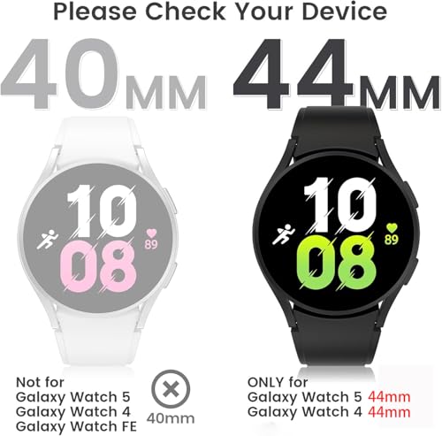 Image of Tensea [4+4Pack for Samsung Galaxy Watch 5 44mm 2022 / Galaxy Watch 4 44mm 2021 Screen Protector Case Accessories, Hard PC Bumper /HD Anti-Fog Tempered Glass Protective Film, Face Cover Set