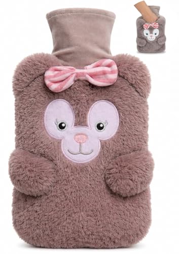 ZOVEXA 2L Extra Large Hot Water Bottle with Plush Koala Bear Cover Natural Rubber Hot Water Bag for Hand & Feet Warmer Pain Relief Period Cramps Neck & Shoulder -leak proof- BS 1970:2012 Certified