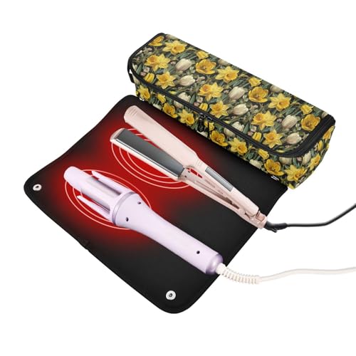 Bolsa de viaje floral amarilla para herramientas de cabello miniatura 2