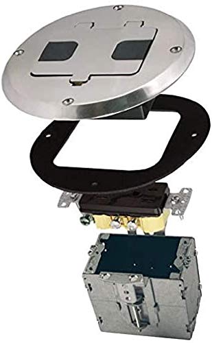 Hubbell-Raco 6239 Floor Kit with Recessed Duplex 15A TR Device and Adjustable Steel Box, Nickel .1 pack