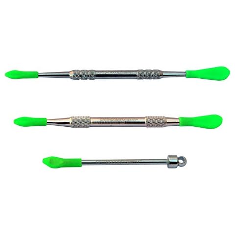 Green Goddess Supply - Multi-Size Wax Carving Tool Set with Removable Green Silicone Tips - Silver - 3-Pack Cover