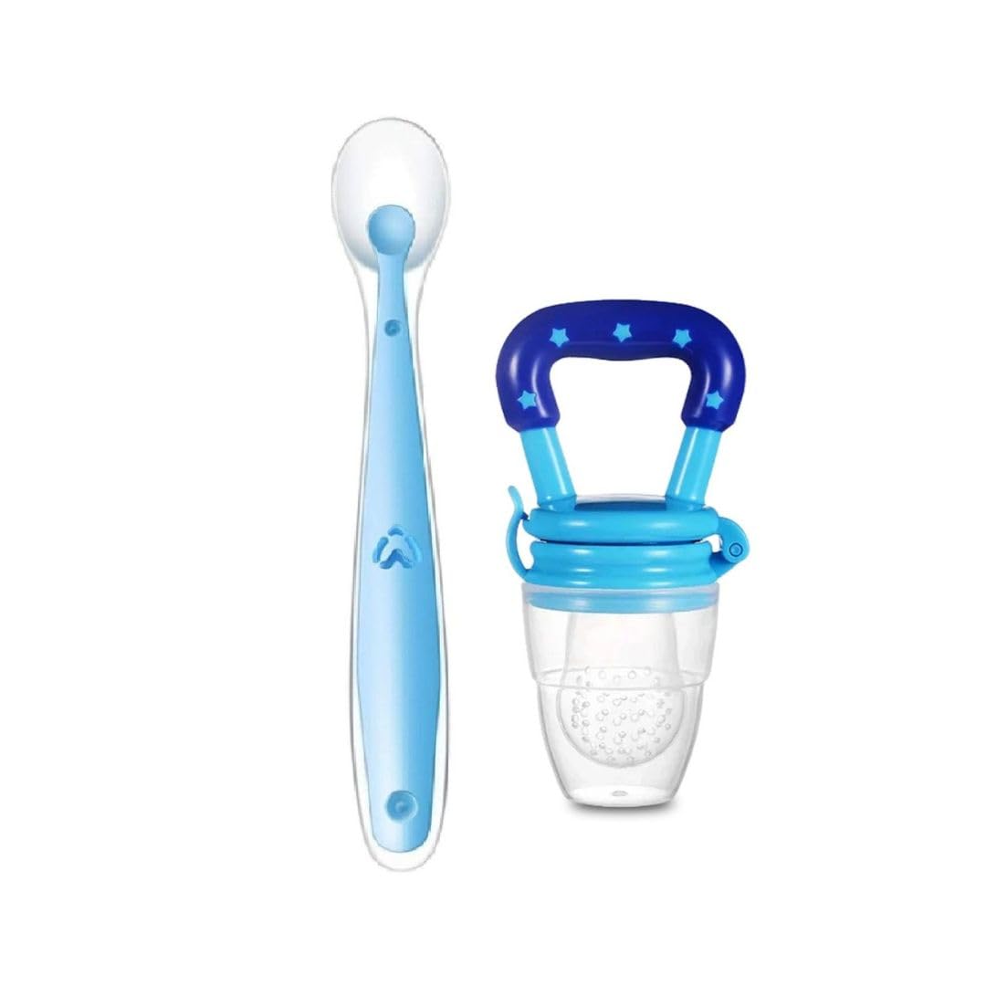 Silicone Baby Feeding Spoon & Fruit Feeder Nibbler Set | BPA-Free Soft Weaning Spoon for 4+ Months | Anti-Choking Fresh Food Feeder & Teether | Infant Feeding Essentials Gift-image-47