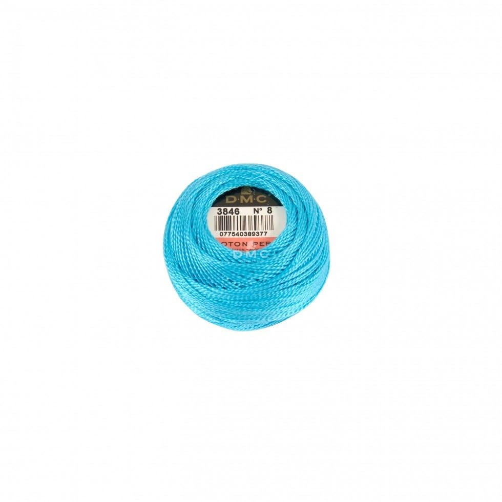 DMC 3846 Turquoise Size 8 Cotton Perle Thread for Embroidery, 80m - per 10 gram Ball