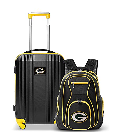 Denco Green Bay Packers 2-Piece Luggage Set, Includes 21-inch Two-Tone Hardcase Spinner and 19