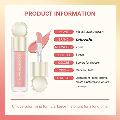 Liquid Blush For Cheeks, Soft Cream Makeup Blush, Pink Velvet Texture - Moisturizing Natural-Looking Long Lasting Face Blush Makeup With Finger Puffs #TOP5