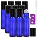 AlleDomain Lot de 10 flacons Rechargeables en Verre Bleu Cobalt avec Billes en Acier Inoxydable, 1 Compte-Gouttes et 1 ouvre-Page, Parfait pour aromathérapie, Parfum