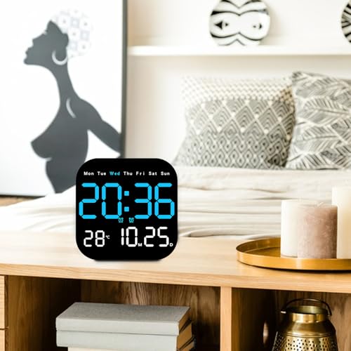 Reloj digital LED de 7.28 pulgadas con calendario de pared y batería 5