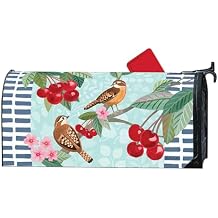 Studio M The Original Magnetic Mailbox Cover, MailWrap Fits Standard Size 6.5 x 19 Inch Mailbox, Weather Resistant Vinyl, Birds and Cherries