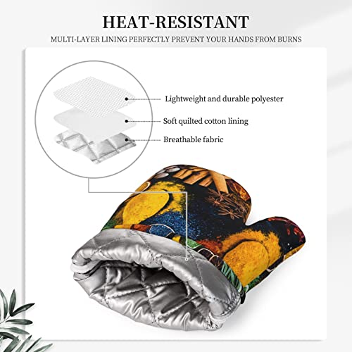 Farmhouse Oven Mitts Pot Holders Set Silicone Colorful Spice Artistic Kitchen Gloves Potholders Heat Resistant For Chef Baking Cooking Grilling Bbq 4 Pack Mitt #TOP3