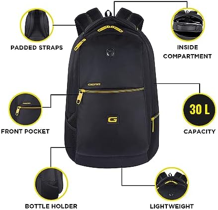 Gear 30 ltrs Black and Yellow Casual Backpack (BKP0SPAC40112)
