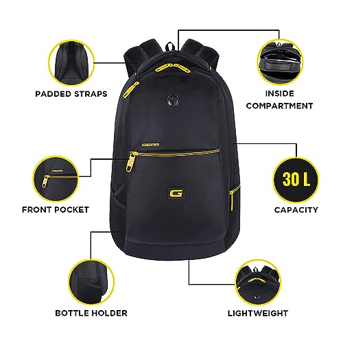 Gear 30 ltrs Black and Yellow Casual Backpack (BKP0SPAC40112)