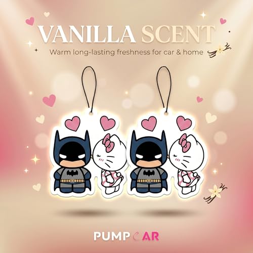 Image of PumpCar 2 pieces Battey cute cat double-sided hanging cartoon Vanilla-scented funny car air freshener Cool spider bat hanging for rearview mirror Interior Accessories Gifts
