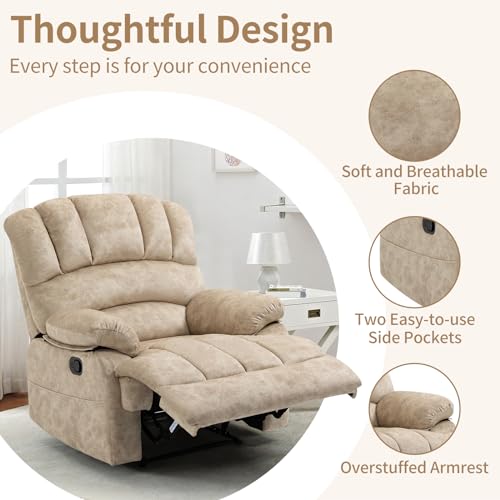 Sillón reclinable manual beige cómodo miniatura 4