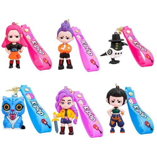 blacclusly 6pcs Cartoon Cartoon Keychain Cute Keychains Accessories Keyring Key Wristlet Car Charms Backpack Key Chain
