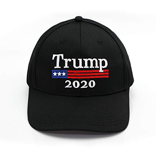 Trump 2020 USA Election Baseball Cap Keep America Great Again 3D Embroidery American Flag Donald Trump Hat (Black)