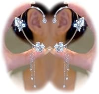 YYDSVOVO 2PCS Butterfly Tassel Zircon No-Piercing Ear Cuffs - Flower Climber Wrap Around Fairy Ear Clip Earrings Gifts