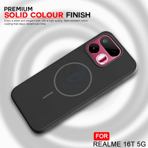 Image of AESTMO Shockproof Back Case Cover for Realme 16T 5G | Slim Hard Shell | Hard Back Cover for Realme 16T 5G (Compatible with MagSafe Accessories, Black)