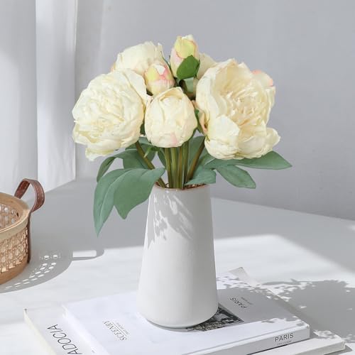 TOCHGREEN Artificial Peonies Silk Flowers 2 Bouquets Vintage Fake Peonies 14pcs Heads Faux Peony Flowers with Stems for Home Wedding Table Decoration Bridal Bouquet Crafts Floral A image 4