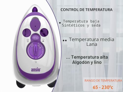 Miniatura 6 de Ansio Plancha De Viaje Mini Con Suela De Cerámica Perfecta Para Viajar Y Acolchar - Diseño Ligero Y Compacto- 2 Años De Garantía - Púrpura Blanco