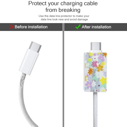 Protector de cargador iPhone 20W Lovmooful transparente con flores 6