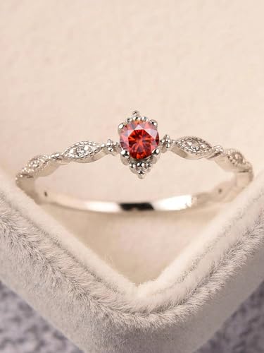 1pc Pomegranate Red Ring For Women Sterling Silver Eternity Ring Glamorous Fine Jewelry Gift Women Dailywear