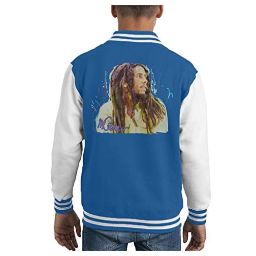 VINTRO Musiker Bob Marley barn universitetsjacka original porträtt av Sidney Maurer professionellt tryckt