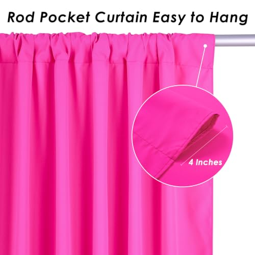 Image of SoarDream Polyester Fuchsia Backdrop Curtains - 5ft x 10ft 2 Panels Vibrant Wedding Party Photography Backdrop for Glamorous Events
