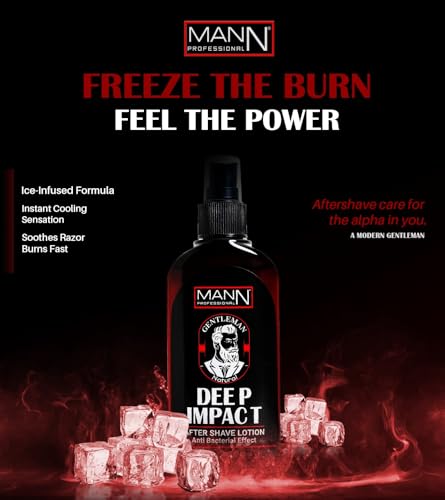 Image of MANN Professional After Shave Lotion | Gentleman Natural Formula | Antibacterial & Cooling Post-Shave Care for Men | Soothes Irritation & Refreshes Skin | 250ml (Deep Impact)