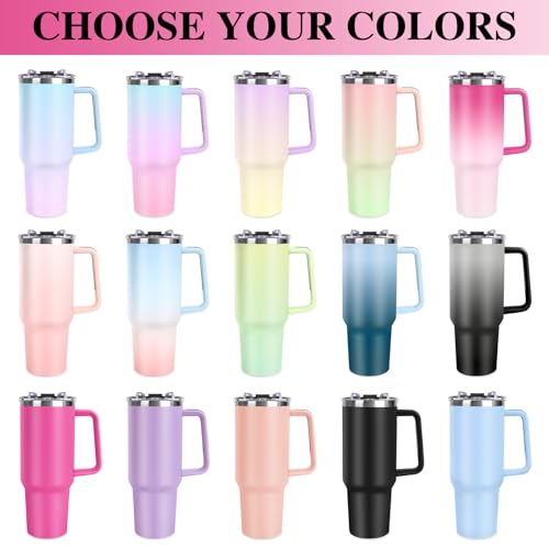 Image of Personalized 40oz Tumbler with Handle, Custom Insulated Tumblers with Pictures Logo, Stainless Steel Travel Coffee Mug, Personalized Gifts for Women Men Birthday Fathers Day Mothers Day(8 PHOTOES)