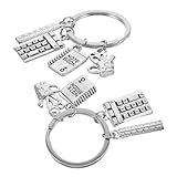 NIYANGLE 2 Piezas Llavero para Maestro 2 Piezas con Calculadora, Regla y Libro Metálico, Colgante Decorativo para Mochila, Obsequio Práctico para Profesores en Regreso a Clases y Día del