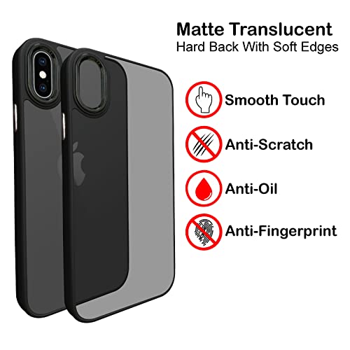 Image of A rtistque Frosted Translucent Back Cover Case for iPhone Xs /iPhone X | Electroplated Chrome Ring | Raised Camera Edges for Protection | Smooth Sides TPU - Black