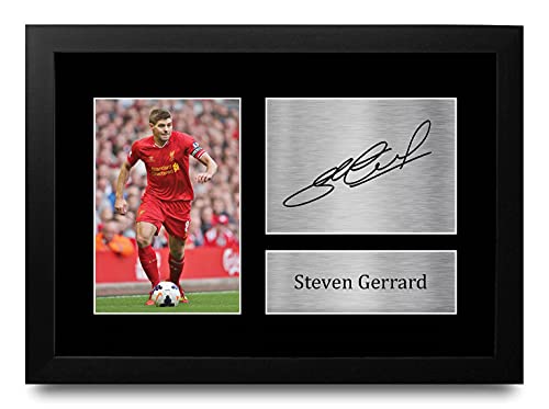 Steven Gerrard Liverpool photo signée cadre A4 évite poster abîmé fan