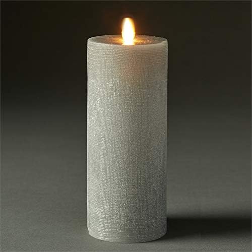 Napa Home & Garden LIGHTLI Moving Flame Indoor Pillar 3" X 8",Linen Harbor Gray
