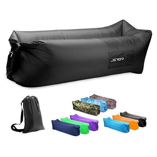 JSVER Inflatable Lounger Air Sofa with Portable Package for Beach, Travelling, Hiking, Camping, Park (Black)