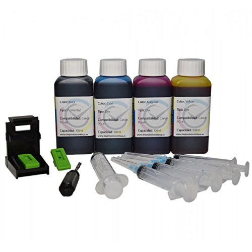 Kit para rellenar el cartucho Canon PG-40 / CL-41 negro y color + Refill Clip para impresoras iP 1200 / iP 1600 / iP 2200 / MP 170 / MP 150 / MP 450 / iP 1700 / MP 160 / MP 460 / iP 2500 / MP 210