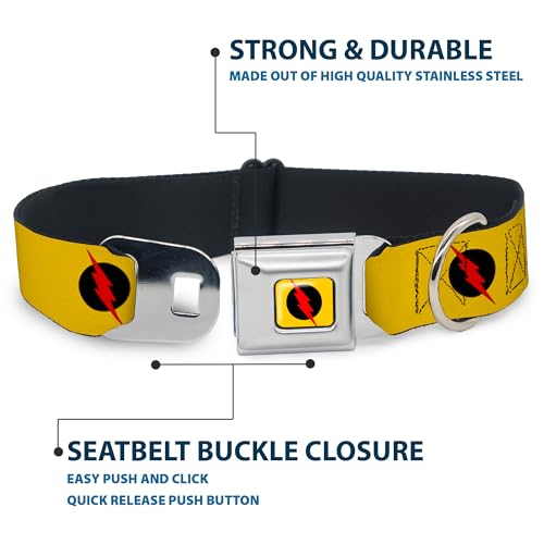 Collier pour chien Reverse Flash Buckle Down réglable en nylon noir rouge jaune