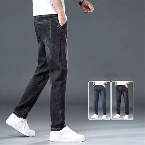 Men's Commute Denim Pants Daily Slim Fit Trousers Classic Middle-Waist Jeans3